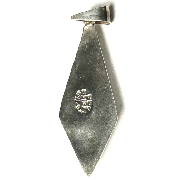 Vintage Abalone Shell Inlay & 925 Sterling Silver Pendant in Diamond Shape EUC - Picture 3 of 7